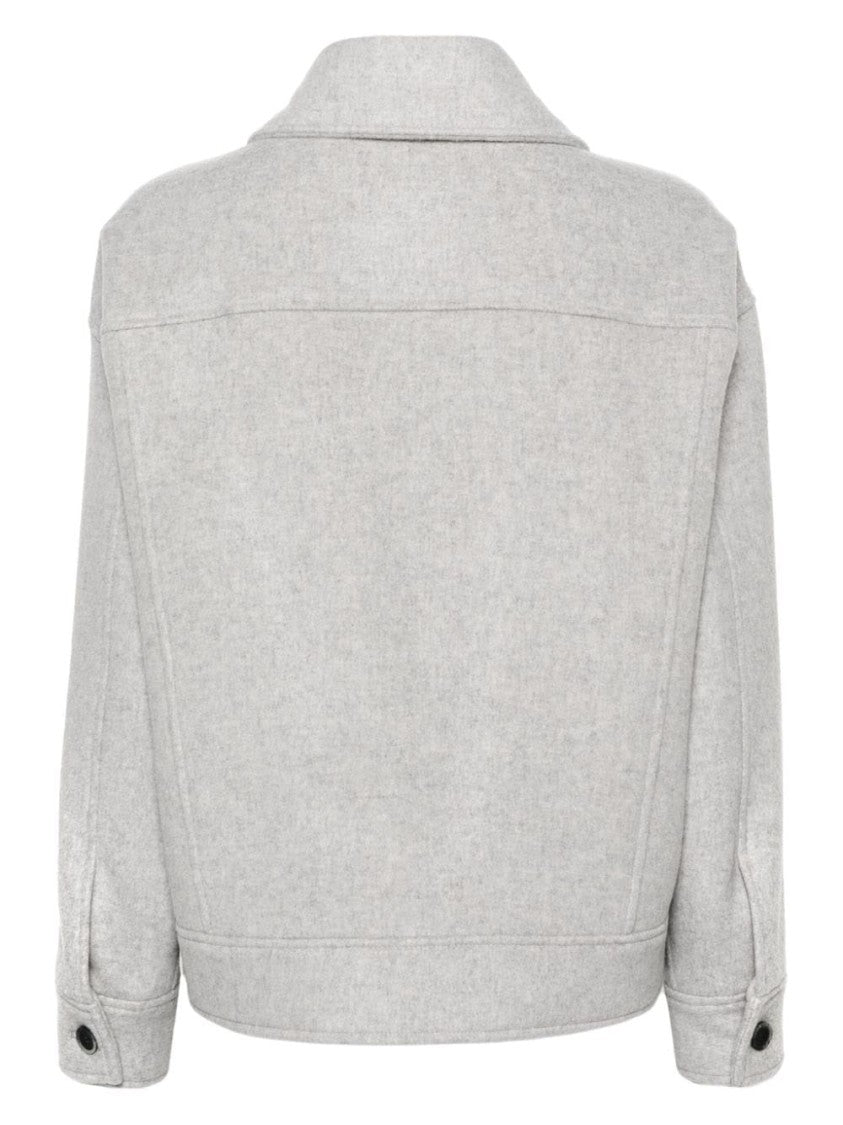 Eleventy Oversized Grey Wool And Cashmere Jacket