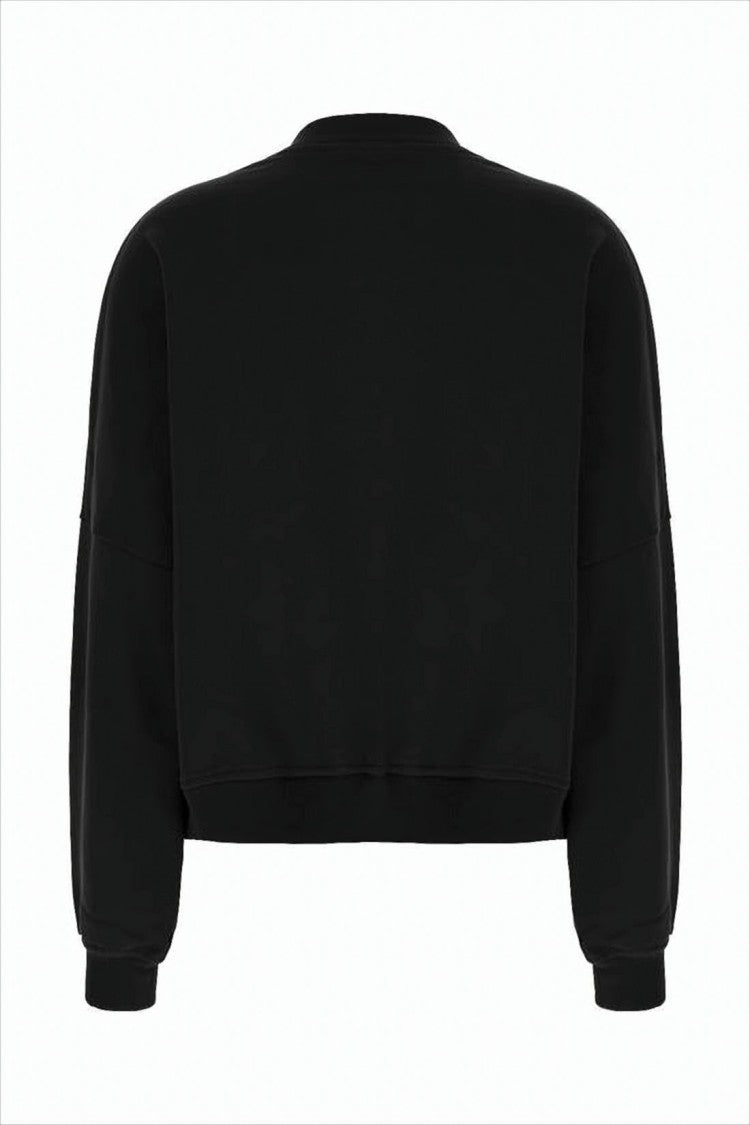 Marni Cropped Black Long-Sleeve Sweatshirt With Textured Logo
