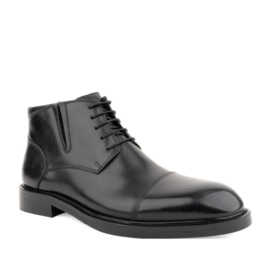 Alberto Gozzi Black Cap Toe Side Zip Leather Boots