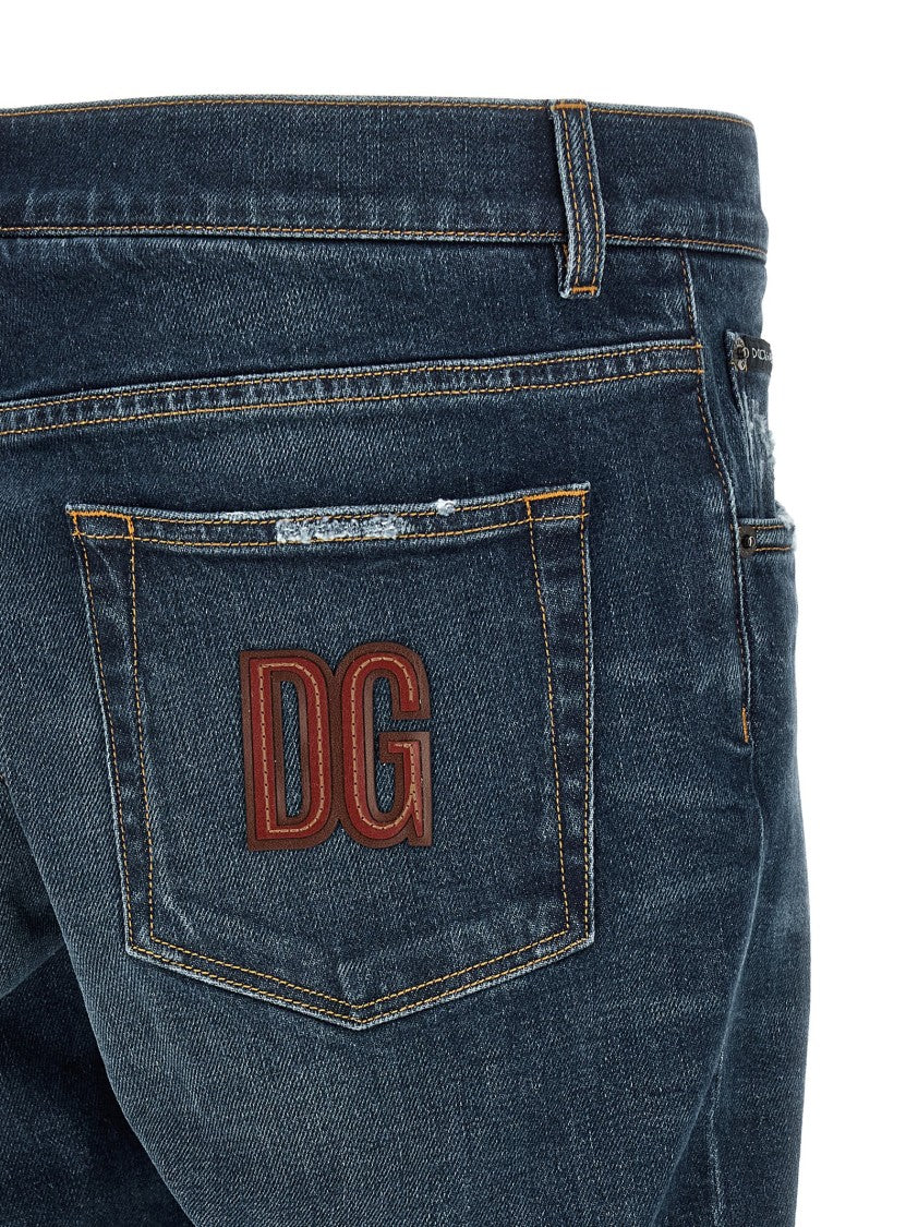 Dolce & Gabbana Used-Effect Stone Washed Denim Jeans
