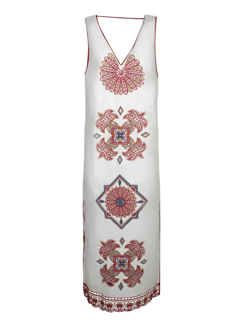 Farm Rio Midi Dress With Multicolored Embroidery