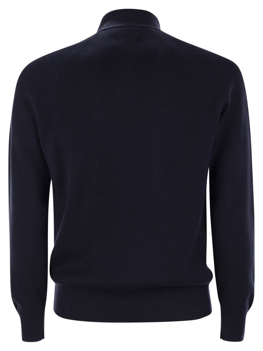 Brunello Cucinelli Cotton Rib Knit Polo Shirt