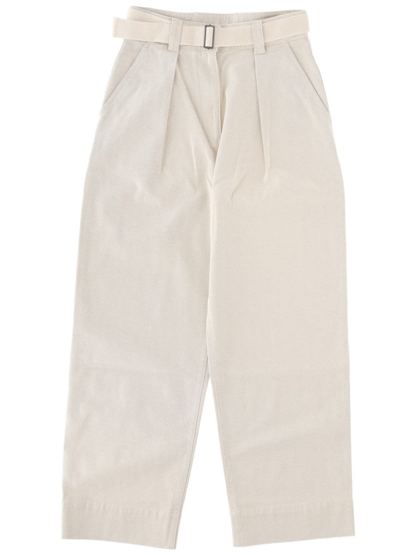 Margaret Howell White Wide-Leg Pleated Trousers
