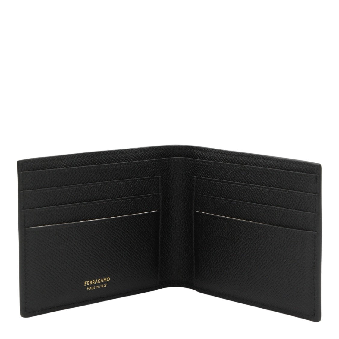 Ferragamo Textured Bifold Wallet With Gold-Tone Logo Detail
