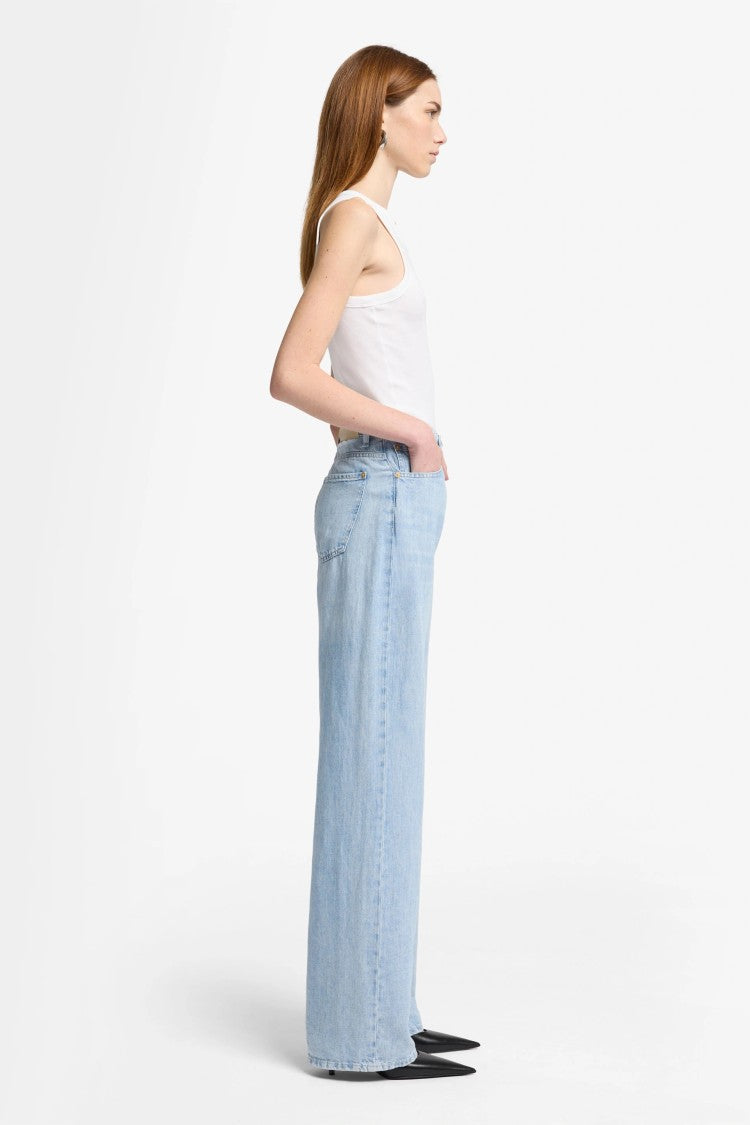 7 For All Mankind Light Blue Wide-Leg Trousers With High Waist