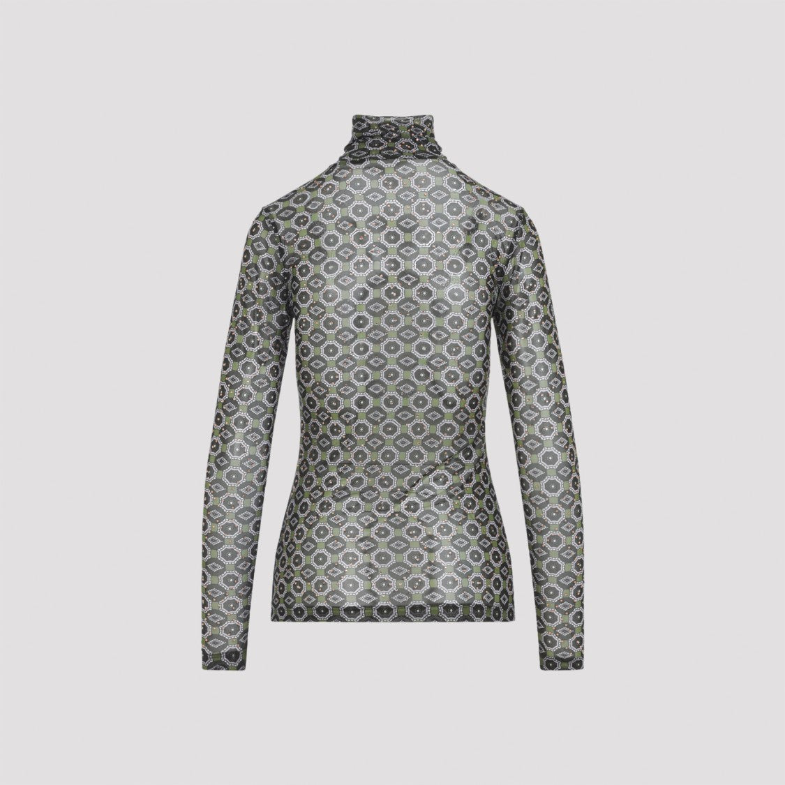 Dries Van Noten Geometric Patterned Long-Sleeve Turtleneck Top