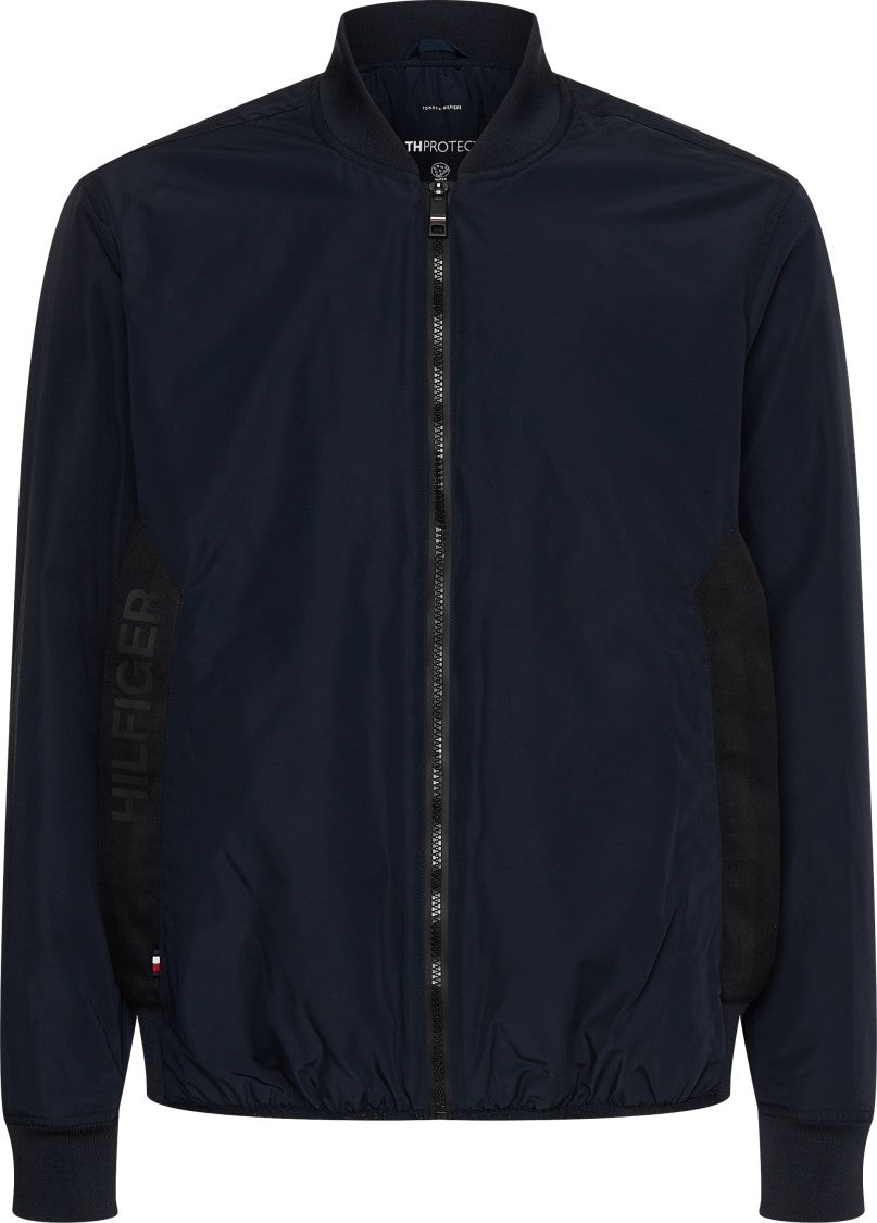 Tommy Hilfiger Minimalist Blue Nylon Jacket Ribbed Details