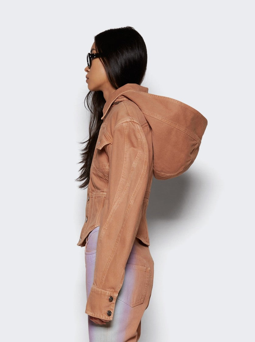 Mugler Corseted Denim Jacket Beige