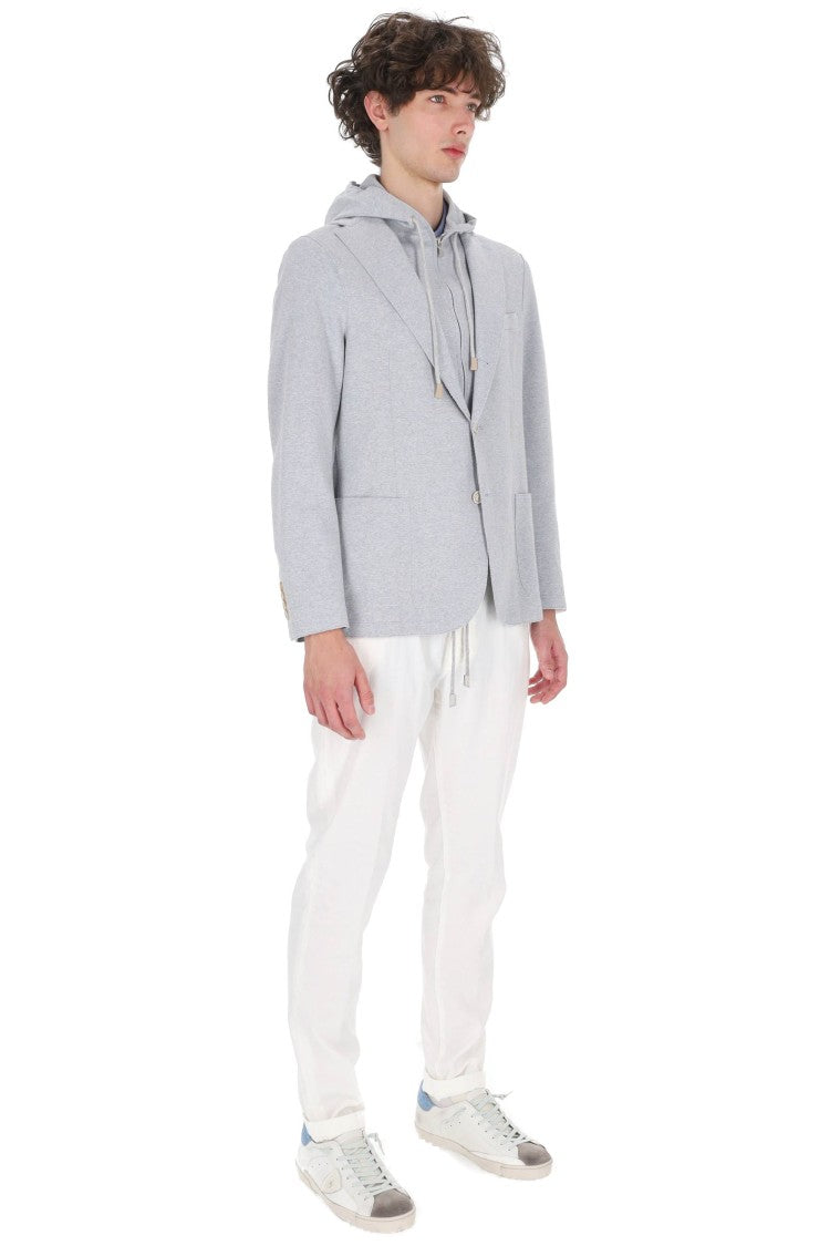 Eleventy Light Blue Raw-Edge Cotton Blazer