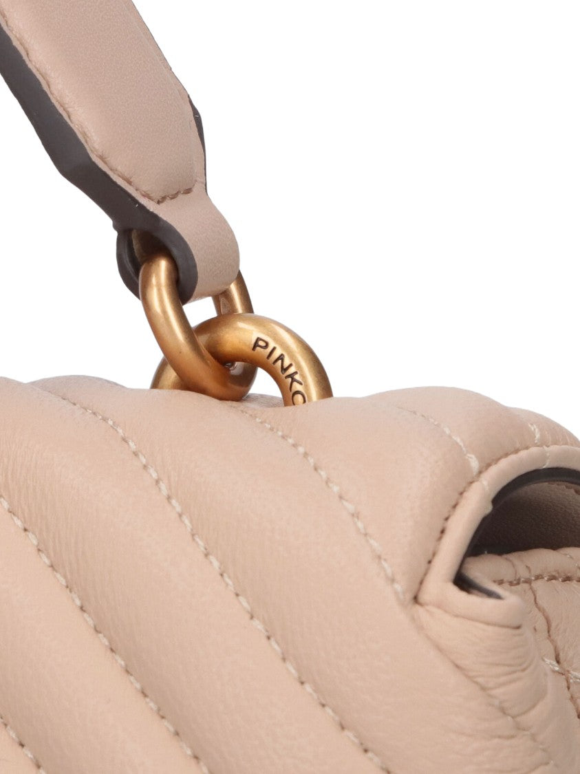 Pinko Beige Quilted Leather Lady Love Puff Top Handle Bag