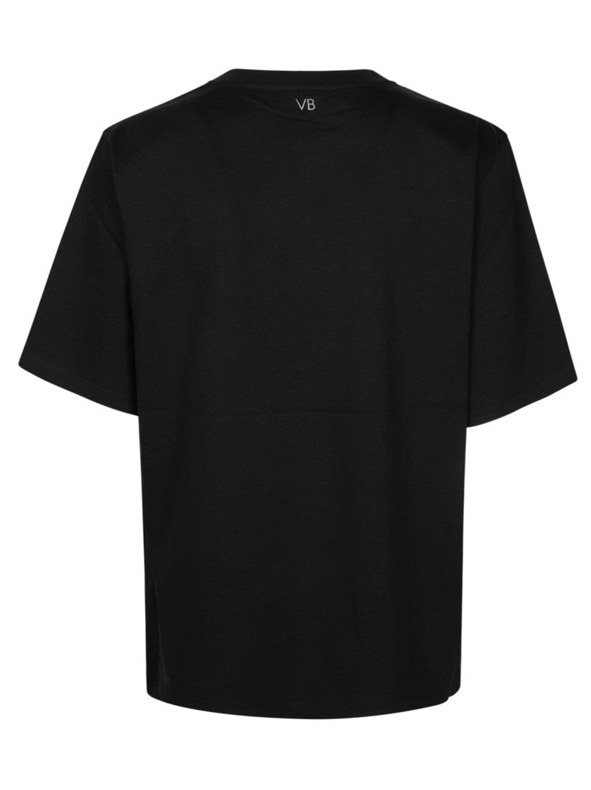 Victoria Beckham Black Cropped Round Neck T-Shirt