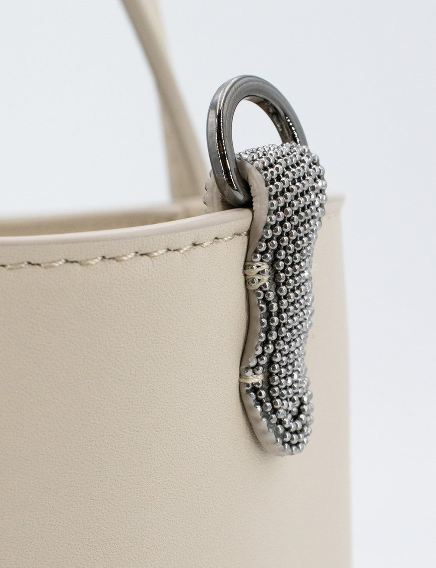 Brunello Cucinelli Ivory Leather Shoulder Bag With Jewel Embroideries