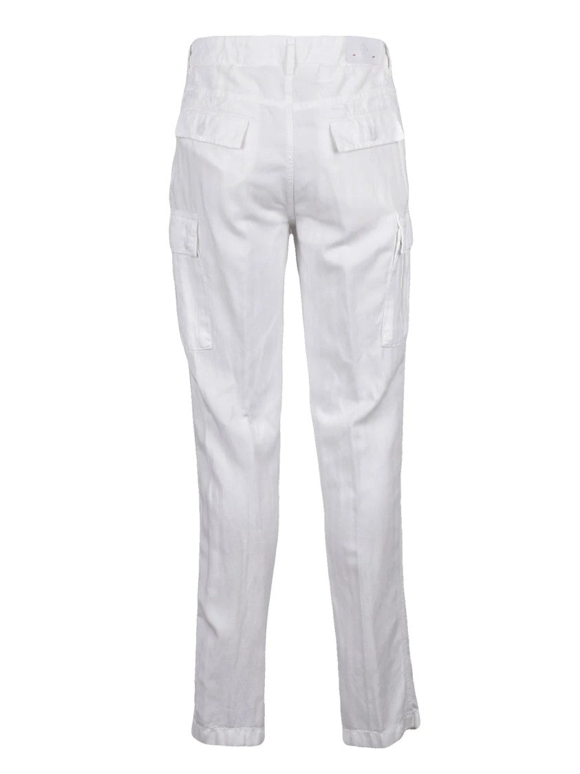 Eleventy Cargo Trousers Lyocell, Linen And Cotton - White