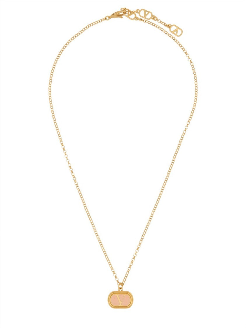 Valentino Garavani Brass And Enamel Pendant Necklace