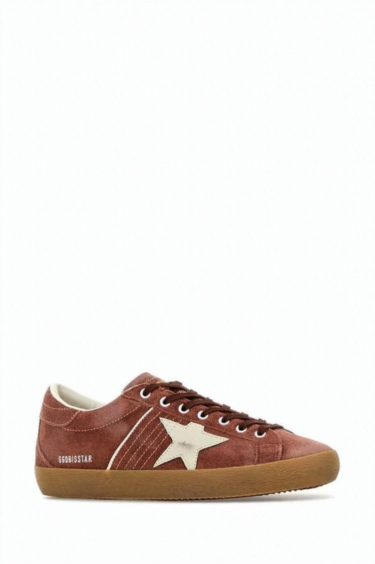 Golden Goose Brown Suede Low-Top Sneakers With Star Accent