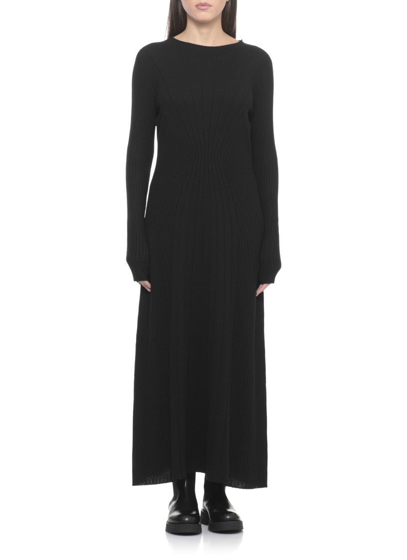 D. Exterior Black Cashmere Blend Dress