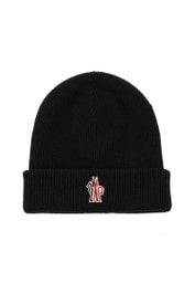 Moncler Ribbed Knit Beanie With Embroidered Logo Patch