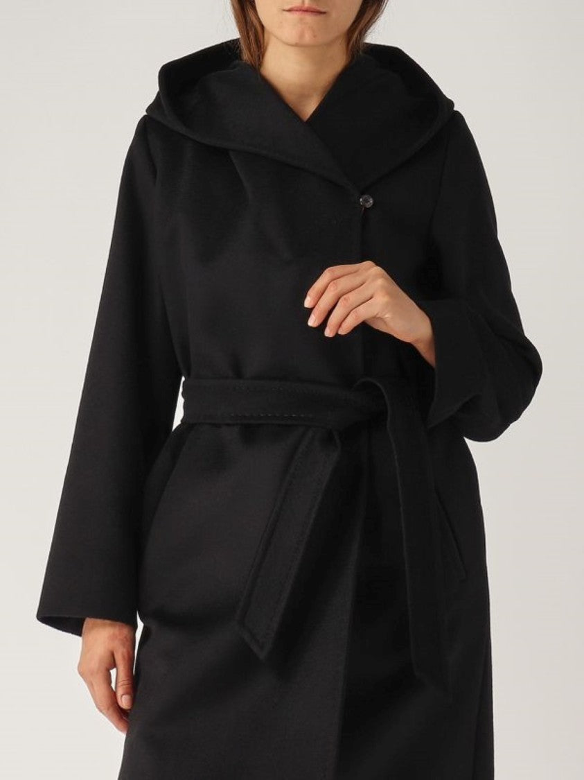 Max Mara Belted Short Wool Coat With Wide Collar