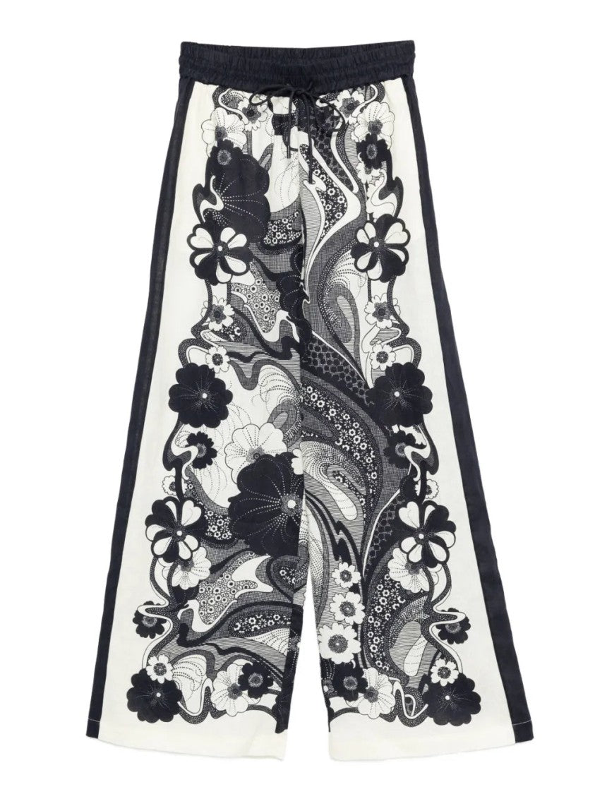 Alemais Floral-Print Linen Trousers
