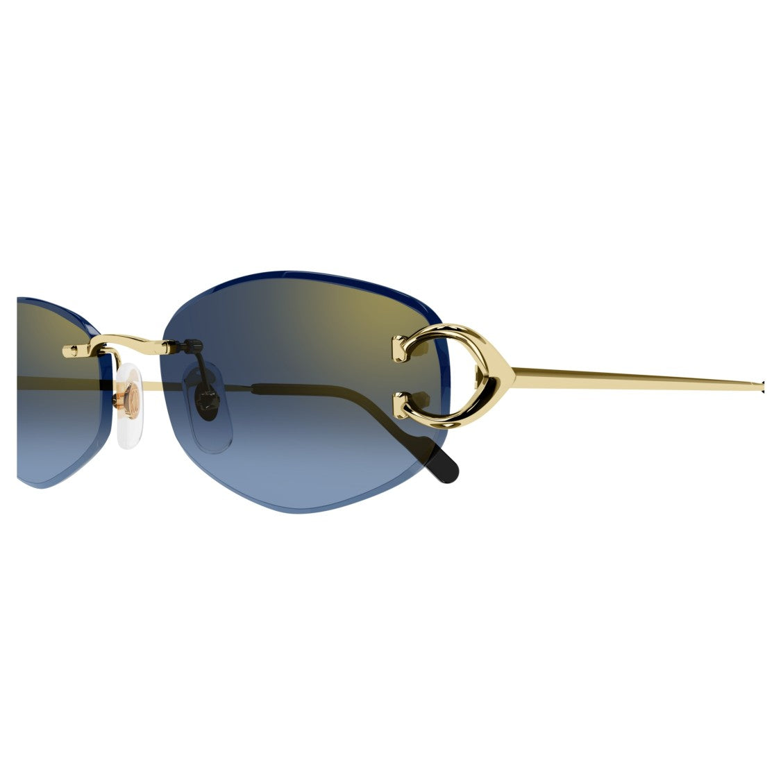 Cartier Rimless Oval Sunglasses With Gradient Blue Lenses