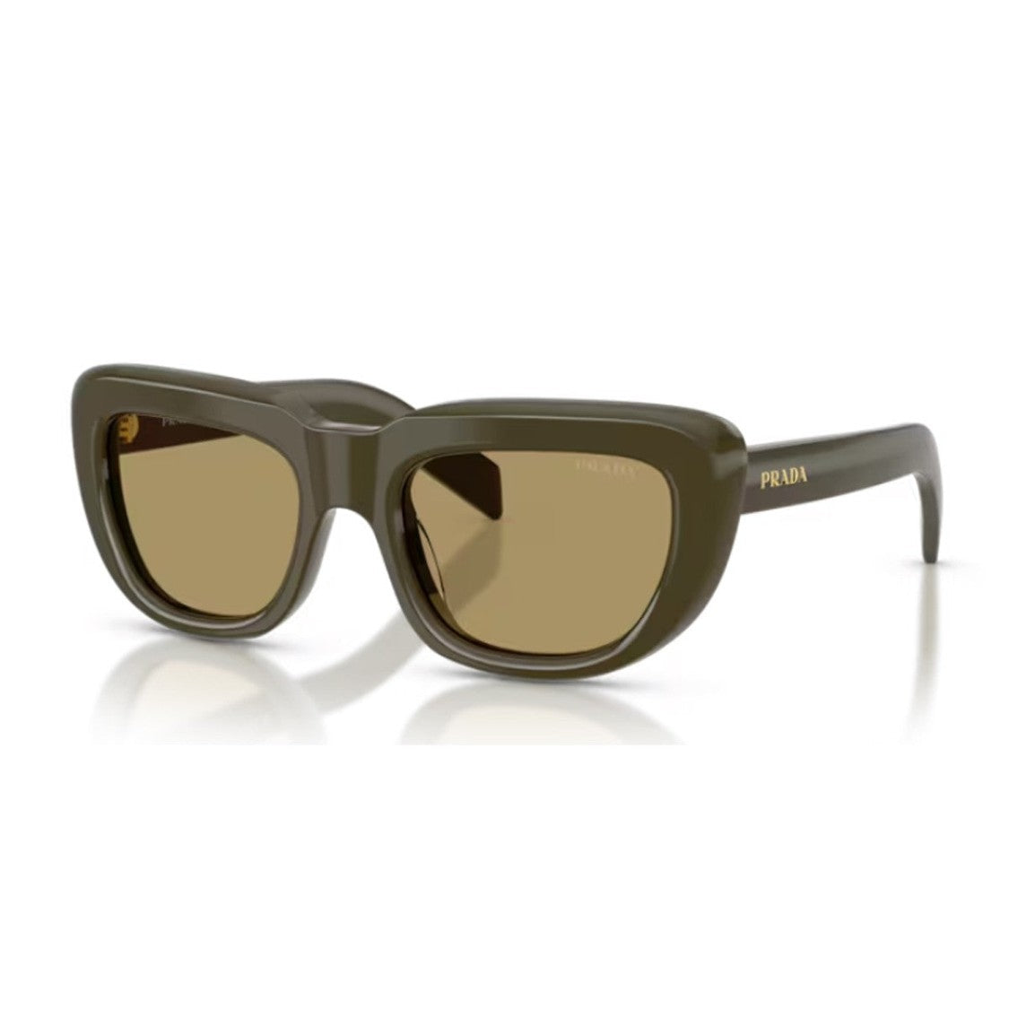 Prada Green Pr D07s Geometric Acetate Sunglasses