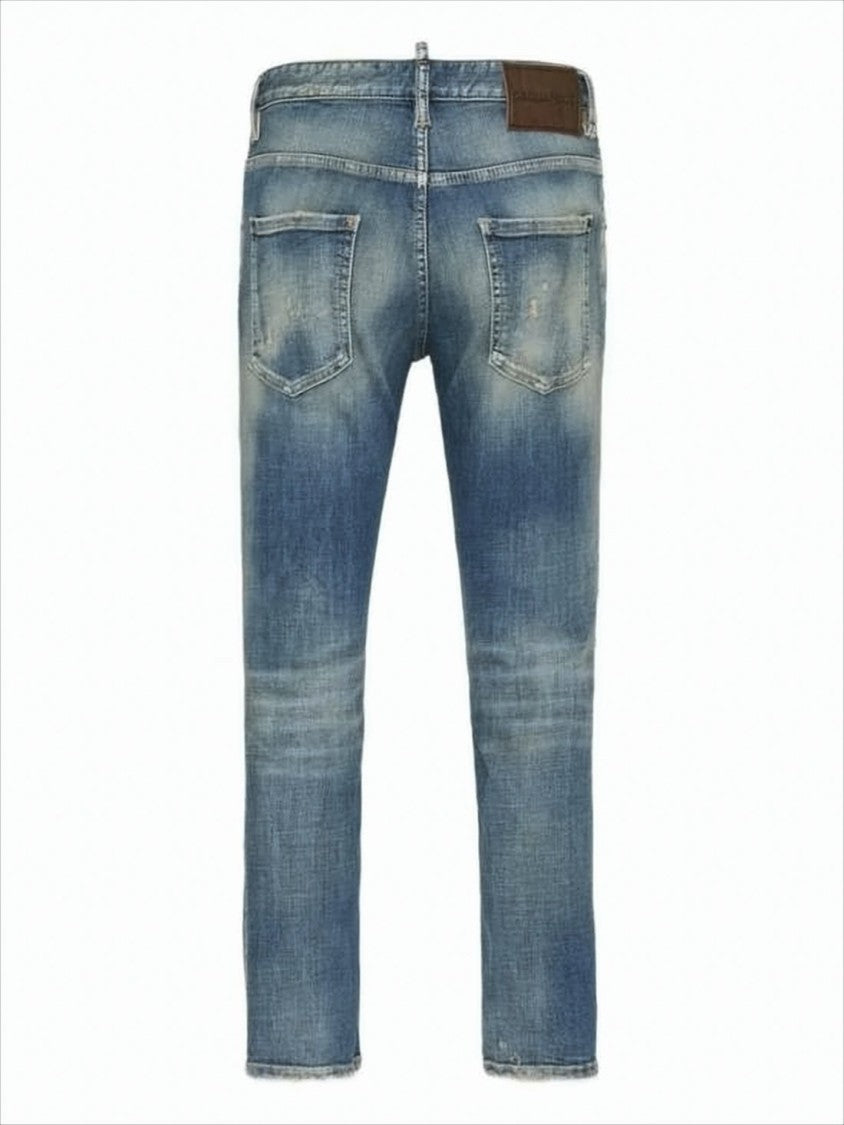 Dsquared2 Faded Wash Denim Pants With Vintage Aesthetic