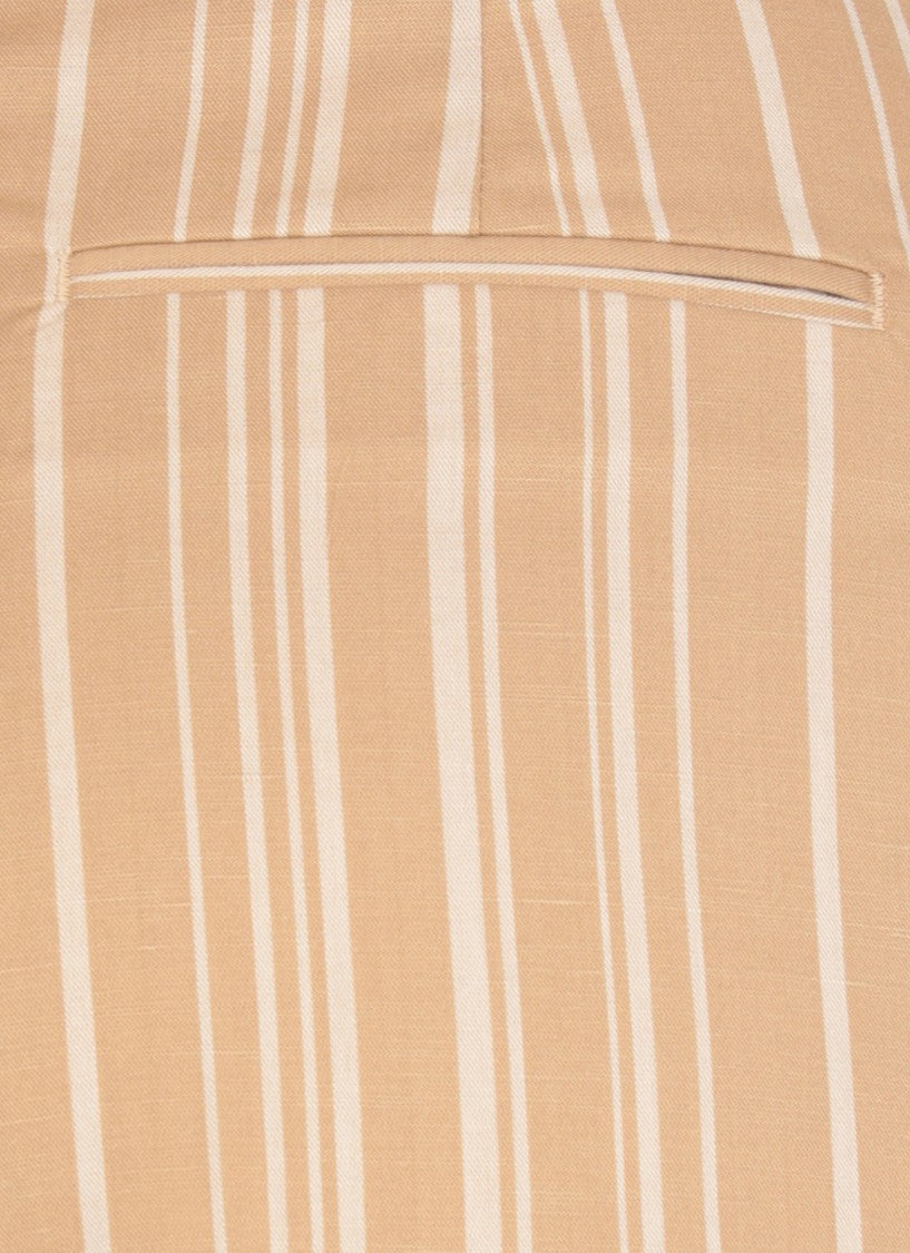 Pt Torino Beige Cotton And Linen Cropped Pants