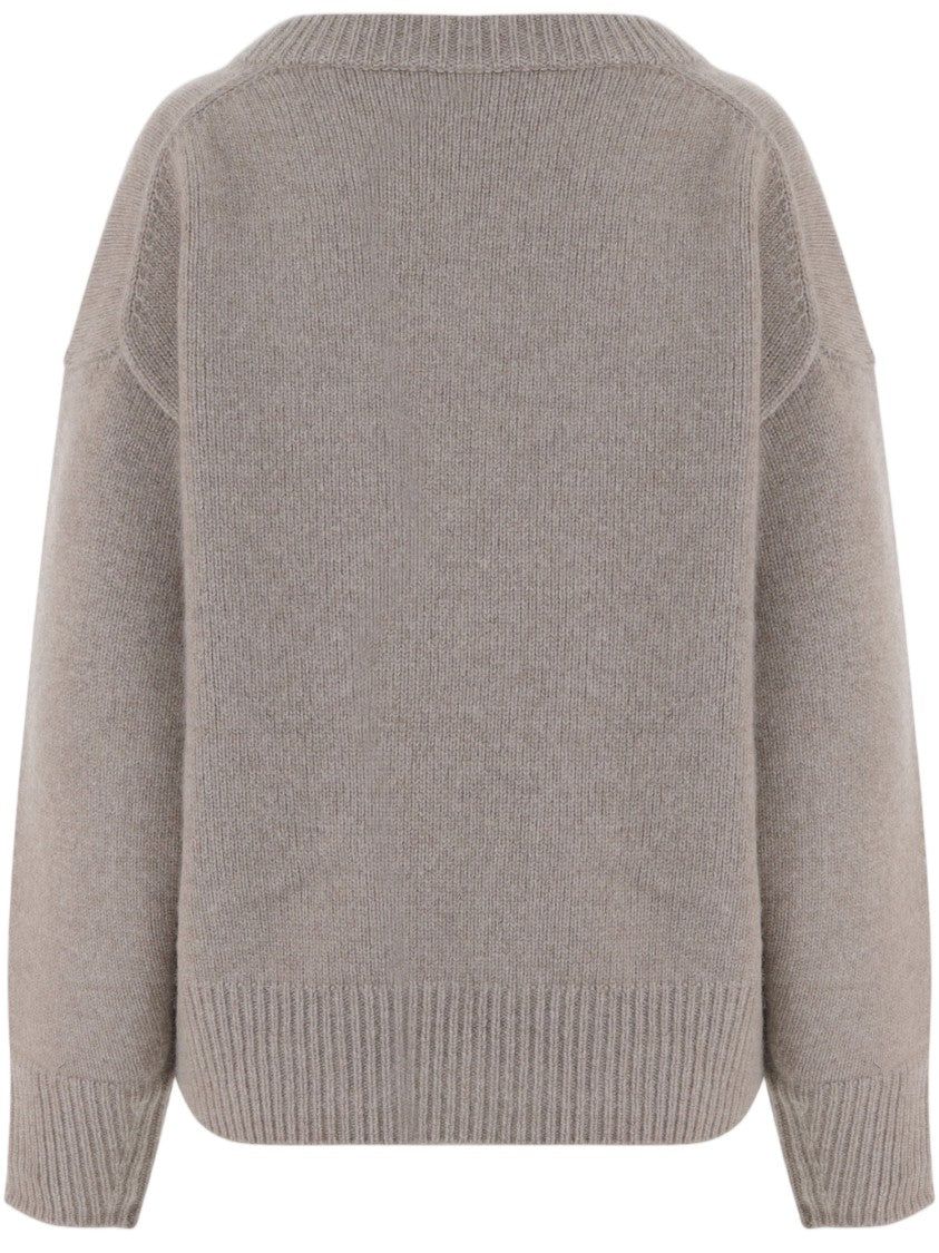 Arch4 Cashmere V-Neck Sweater With Ribbed Detailing