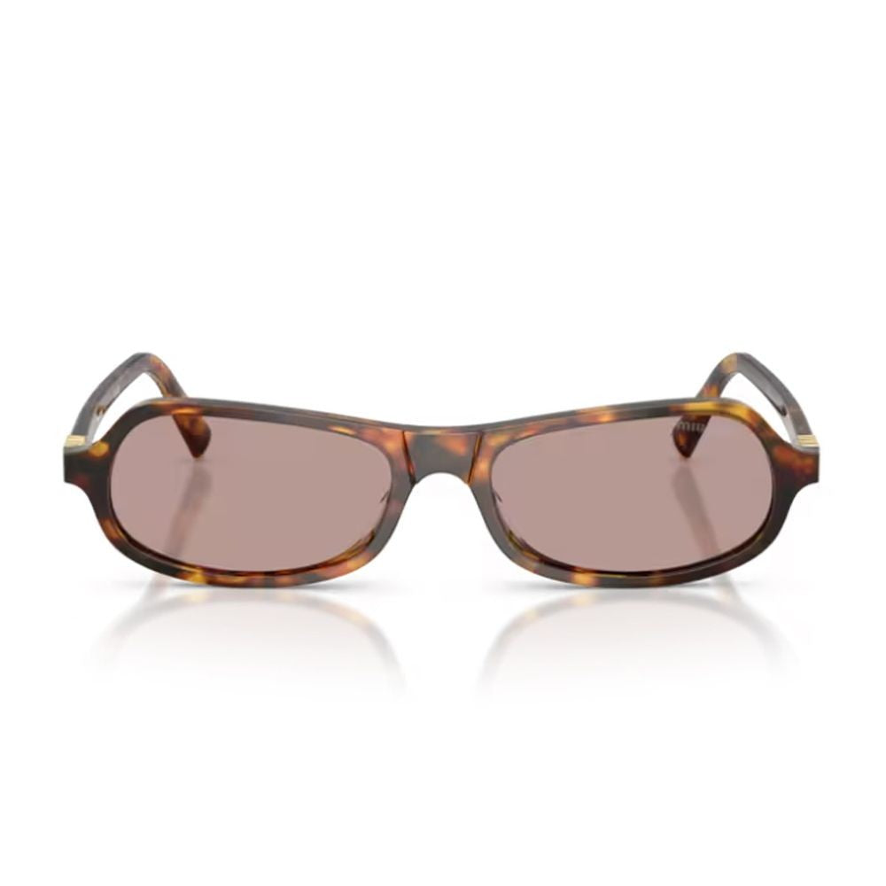 Miu Miu Sculpted Honey Havana Frame Sunglasses With Geometric Lenses
