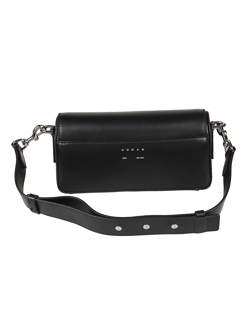 Hogan H01y Rectangular Black Calfskin Shoulder Bag