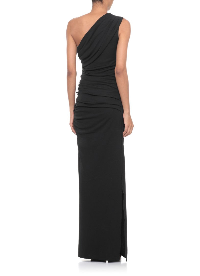 Rotate Draped One-Shoulder Evening Dress With Side Vent
