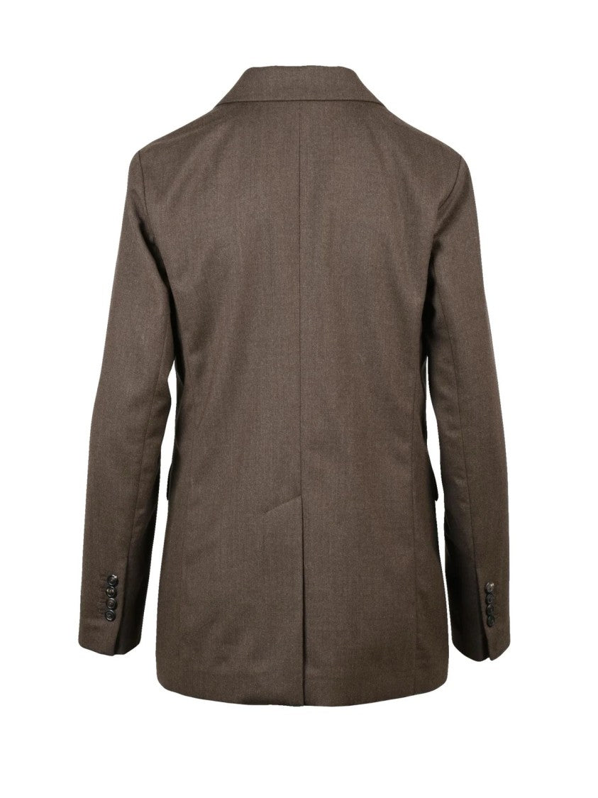 Circolo 1901 Double-Breasted Stretch Blazer With Notch Lapel And Flap Pockets