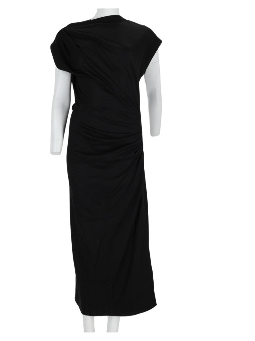 Isabel Marant Étoile Black Ruched Polyester-Blend Midi Dress
