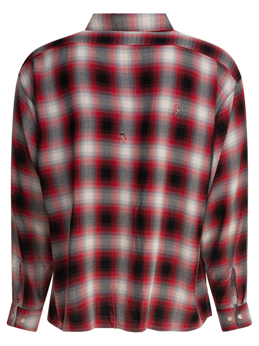 Saint Mxxxxxx Plaid Rayon Shirt With Distressed Details