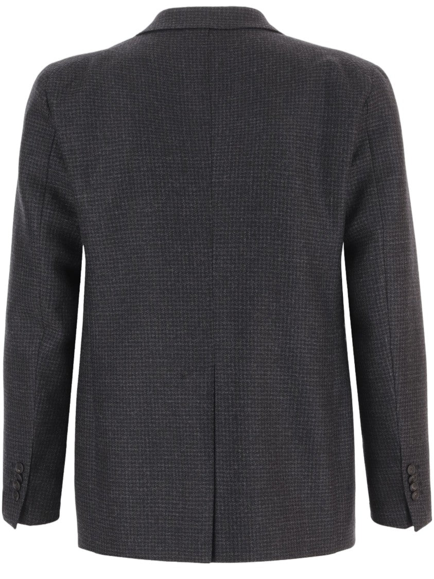 Tagliatore Dark Grey Tailored Houndstooth Wool Jacket