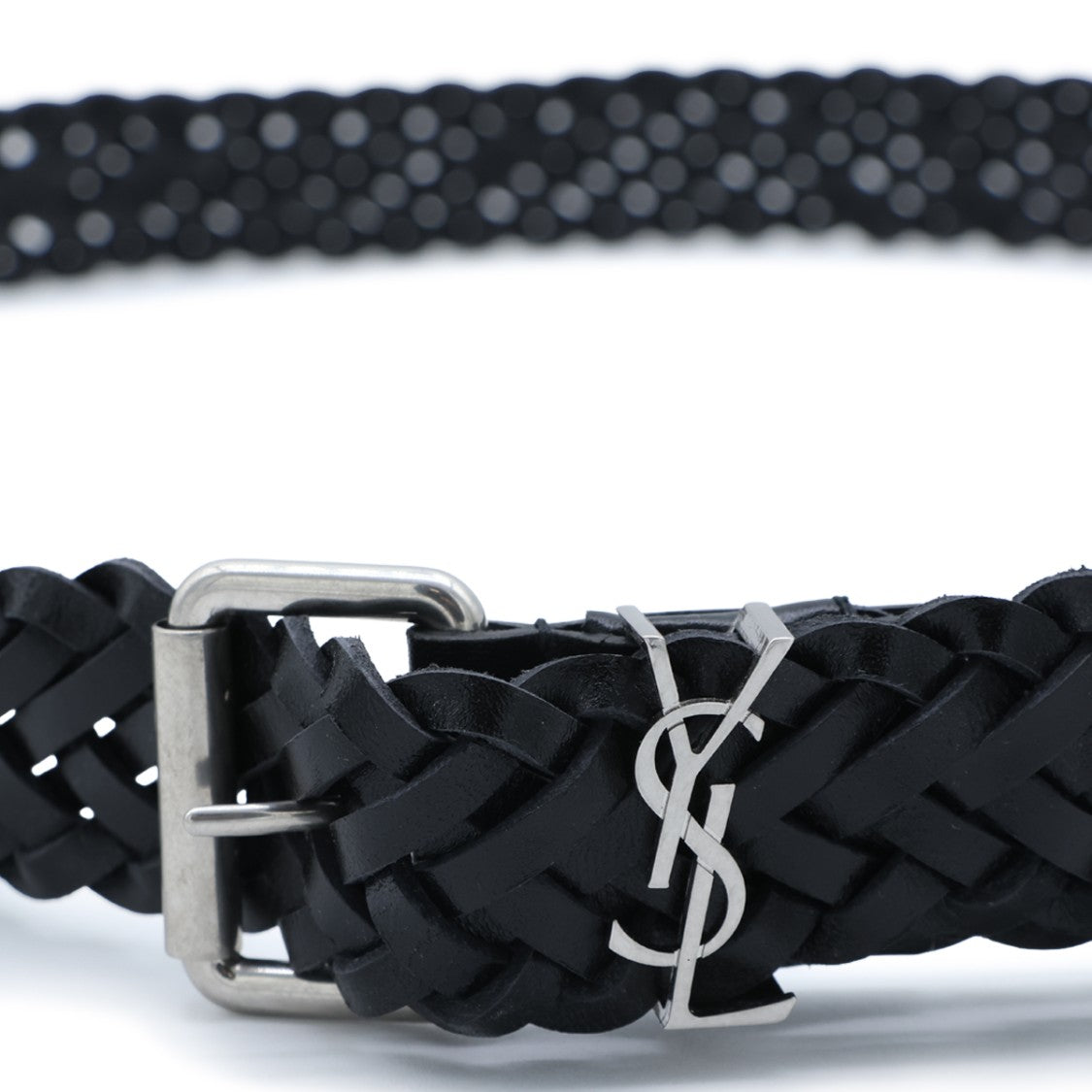 Saint Laurent Black Braided Leather Belt
