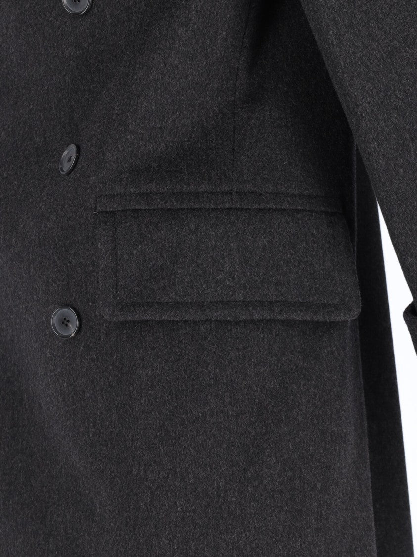 Caruso Double-Breasted Grey Coat With Notched Lapel