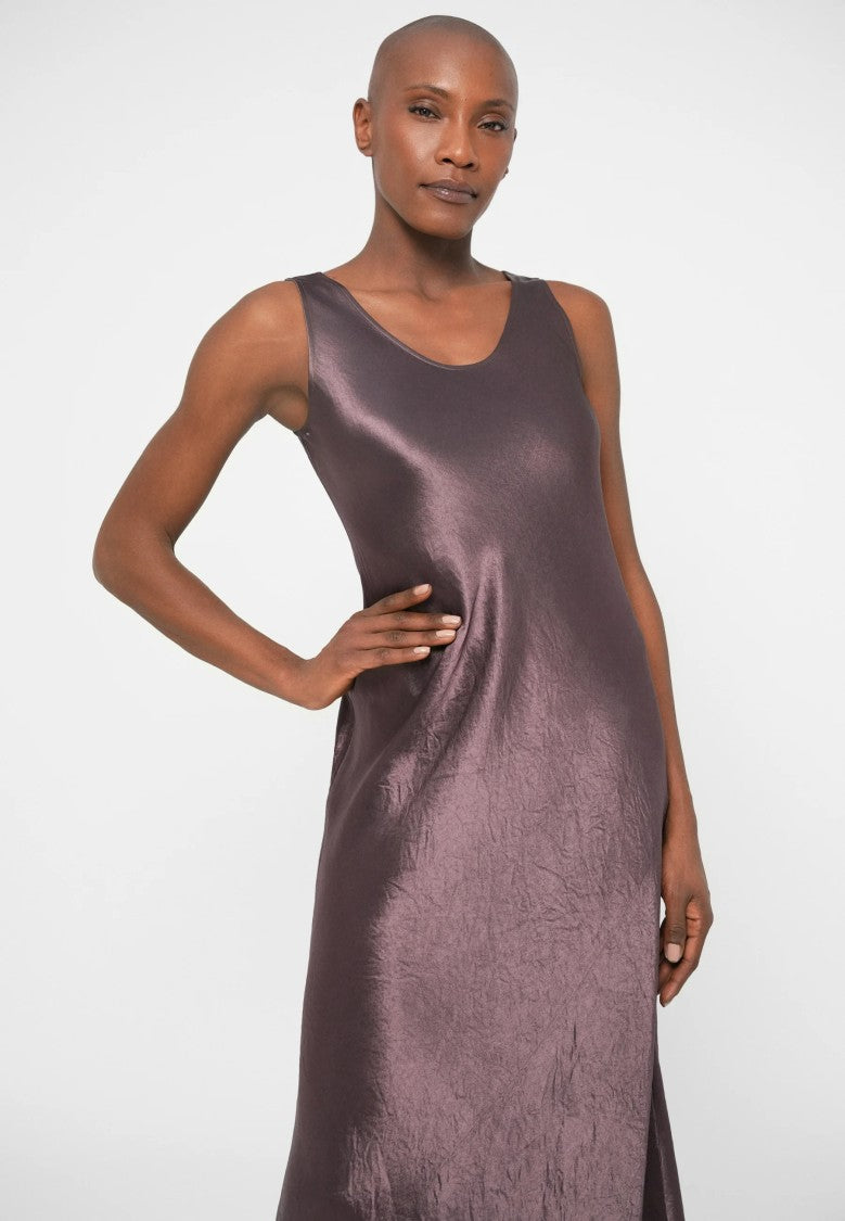 Max Mara Burgundy Sleeveless Midi Dress With Classic Cut