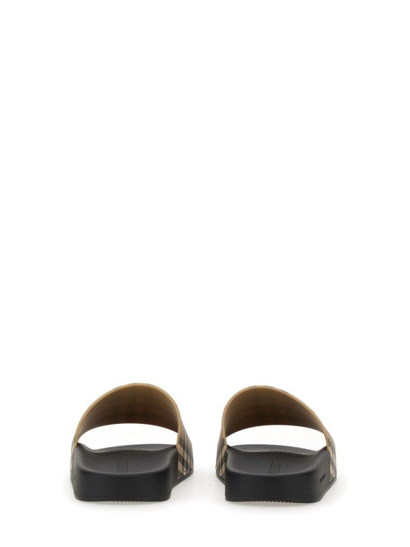 Burberry Check Pattern Beige Red Sandals