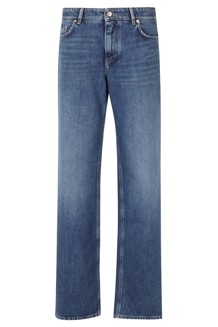 Dolce & Gabbana Denim Five-Pocket Gold-Tone Rivets Cotton Straight-Leg Jeans