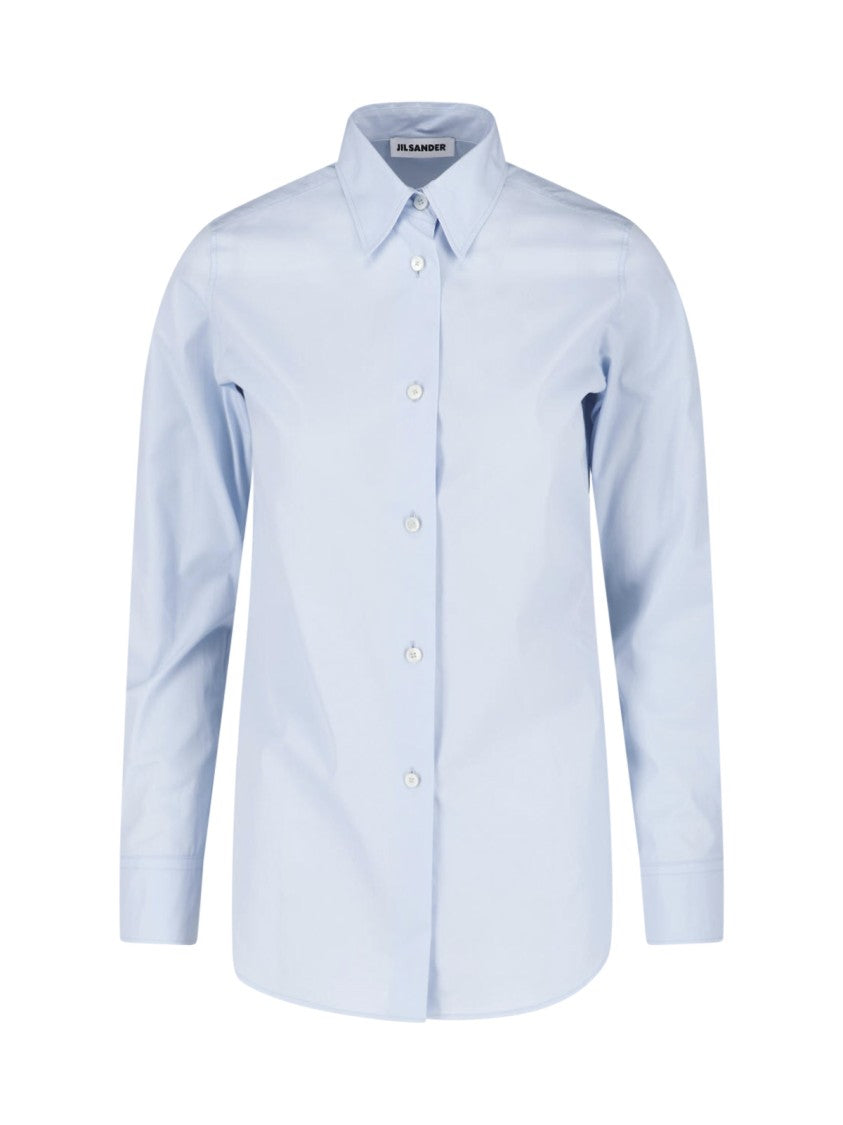 Jil Sander Light Blue Cotton Poplin Pointed Shirt