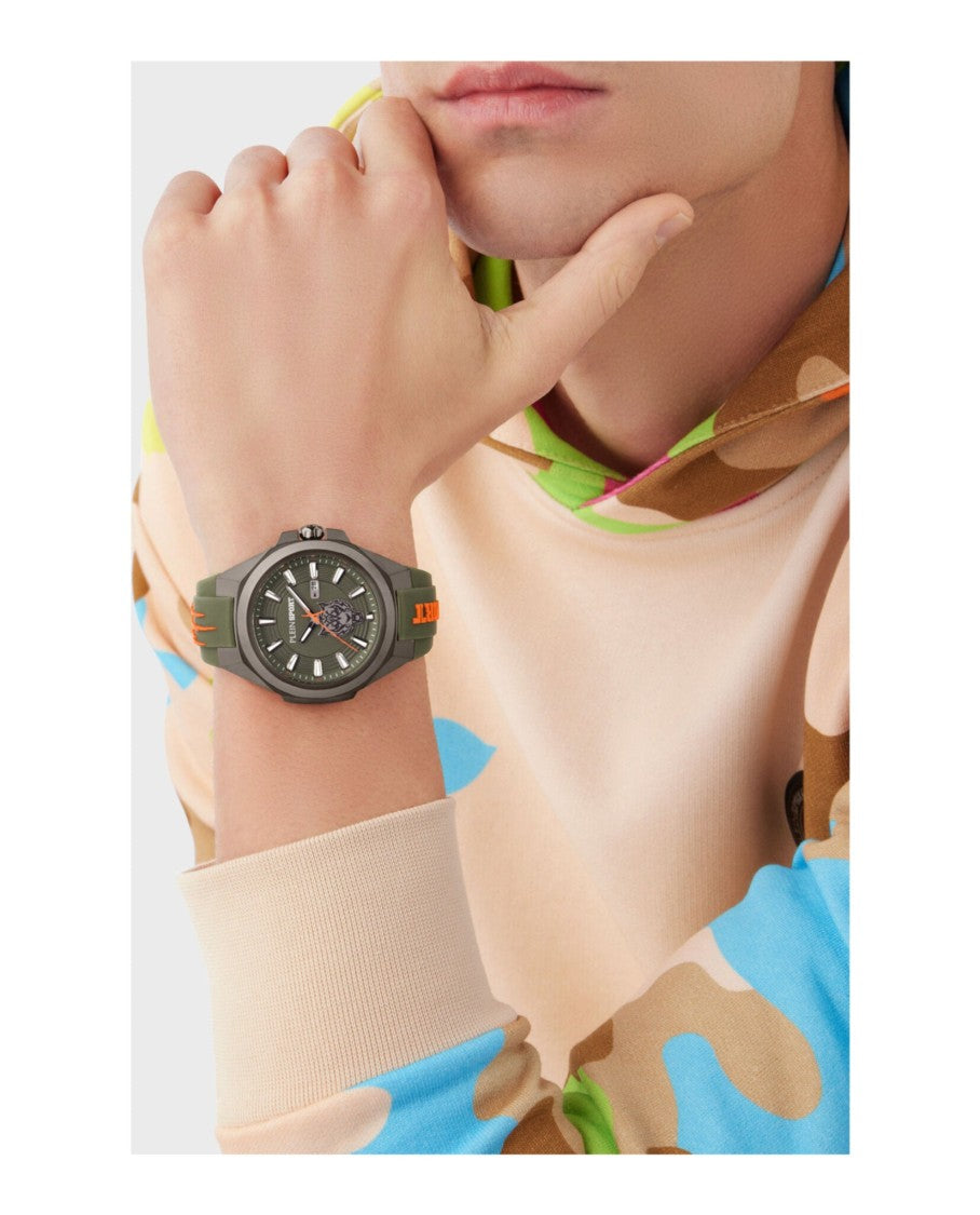 Plein Sport Sporty Green Silicone Watch With Gunmetal Case