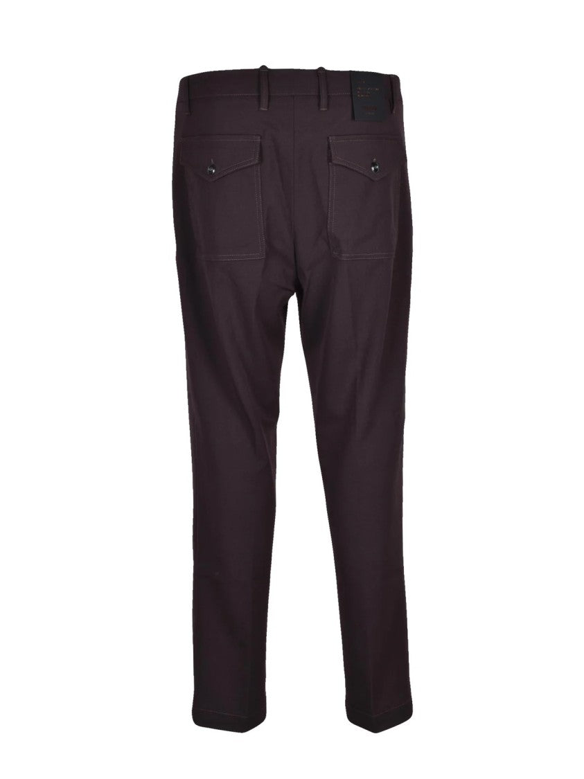 Officina 36 Brown Pleated Stretch Viscose-Blend Technical Pants