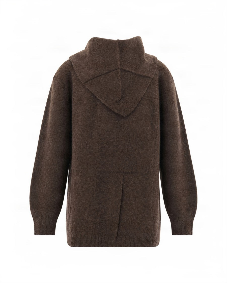 P.A.R.O.S.H. Oversized Brown Sweater With Built-In Scarf Detail