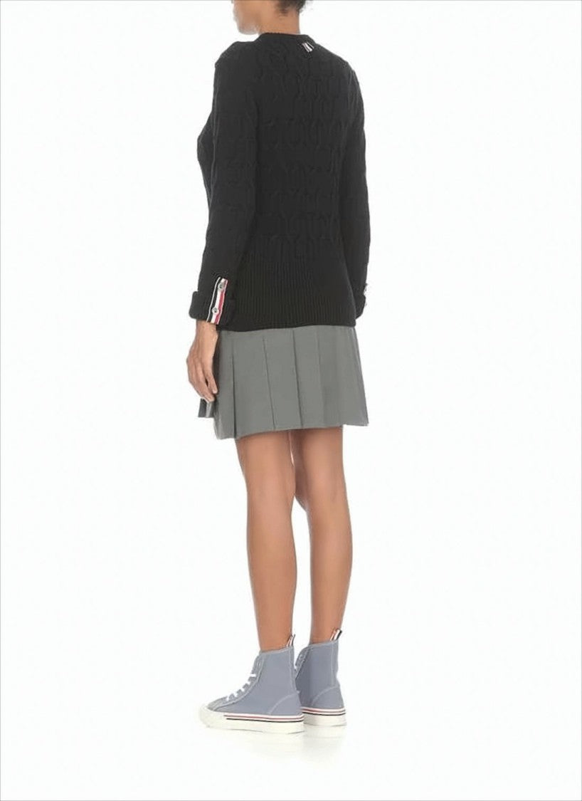 Thom Browne Structured Pleated Wool Mini Skirt With Distinctive Accents