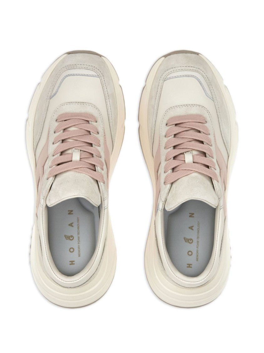 Hogan Beige Sneakers With Textured Upper And Sole