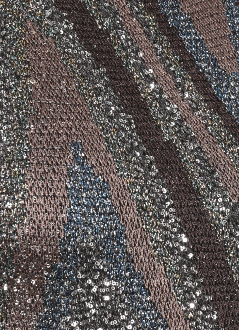 Missoni Multicolor Sequined Lurex Side Vent Viscose Maxi Dress
