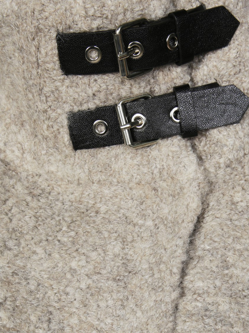 Liu Jo Mid-Length Boucle Knit Coat With Open Front Design