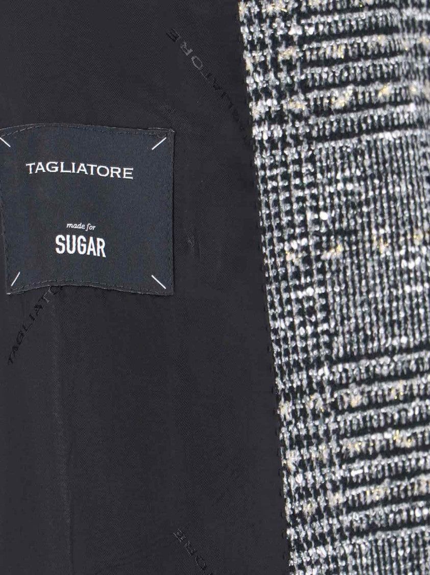 Tagliatore Tailored Double-Breasted Jacket With Textured Plaid Pattern
