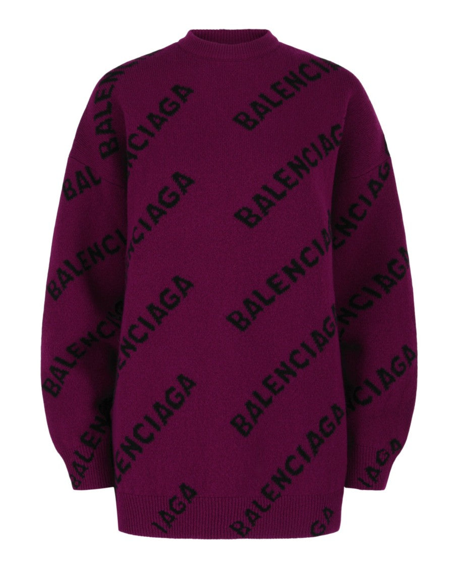 Balenciaga Allover Logo Knit Sweater